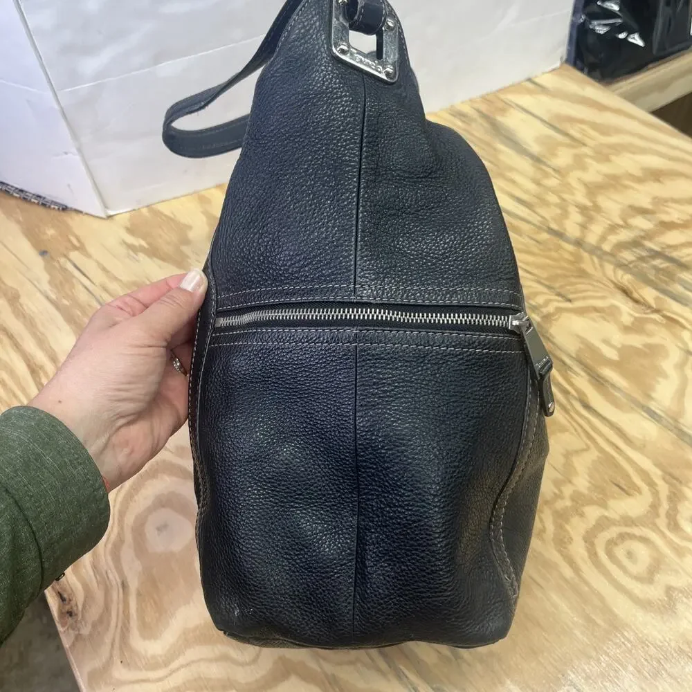 Tignanello Genuine Leather Hobo Shoulder Slouchy Bag Purse Y2K Black